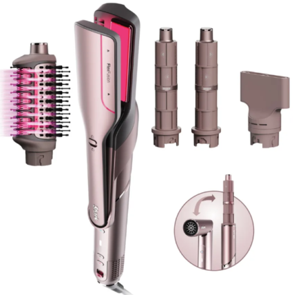 Shark FlexFusion 5 in 1 Air Styler Straightener + Brush Set (Blush)