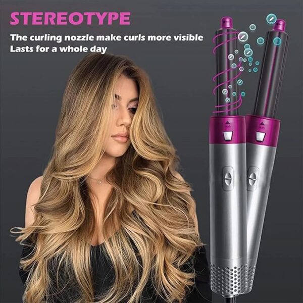 5-in-1 Hair Dryer Brush |Multifunctional Hot Air Styler |Detachable Brush for Drying, Curling & Straightening, All Hair Types with Auto-Curl Function - Image 2