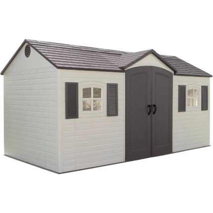 Lifetime 15 ft. x 8 ft. Outdoor Garden Storage Shed with Double Doors & Skylights